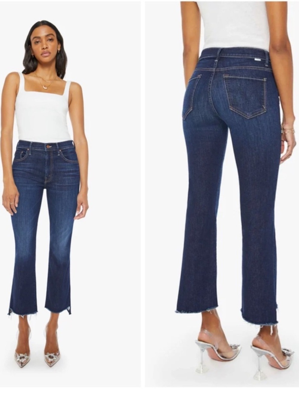 Mother Jeans The Insider Crop Step Fray in Movin on up 29 high rise blue